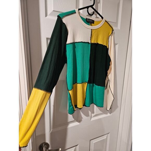Eloquii‎ Green Yellow Black Patchwork Color Block Top, size 18/20 2X NWT - Picture 5 of 9